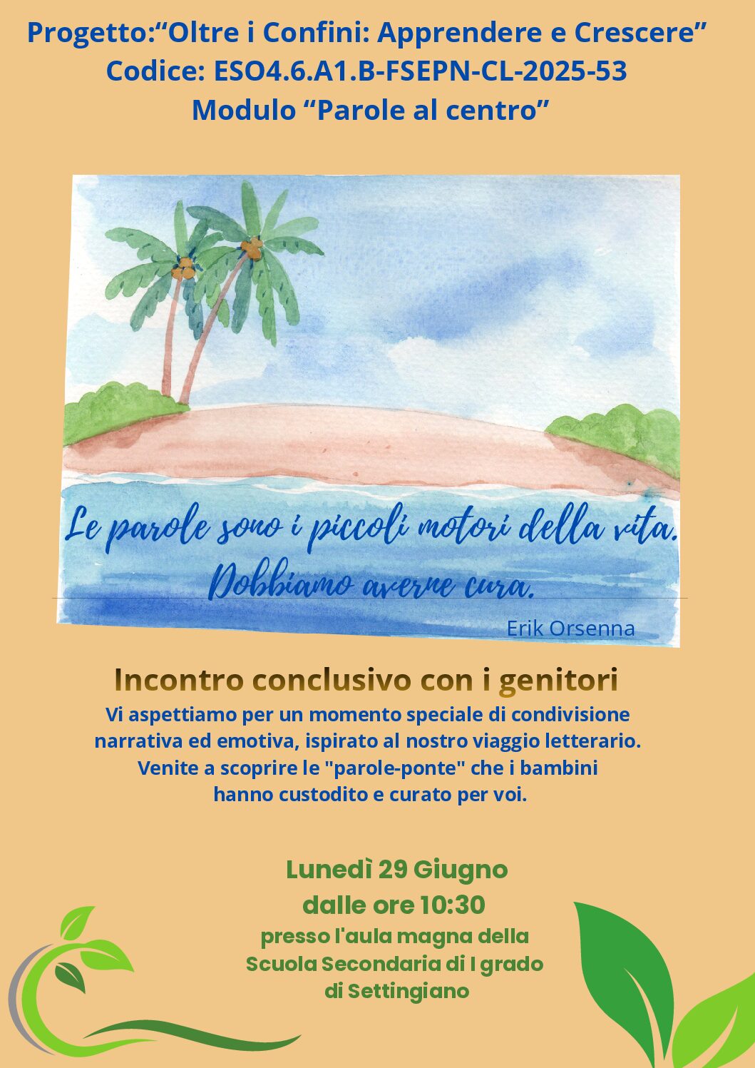 Locandina Incontro conclusivo Parole al centro