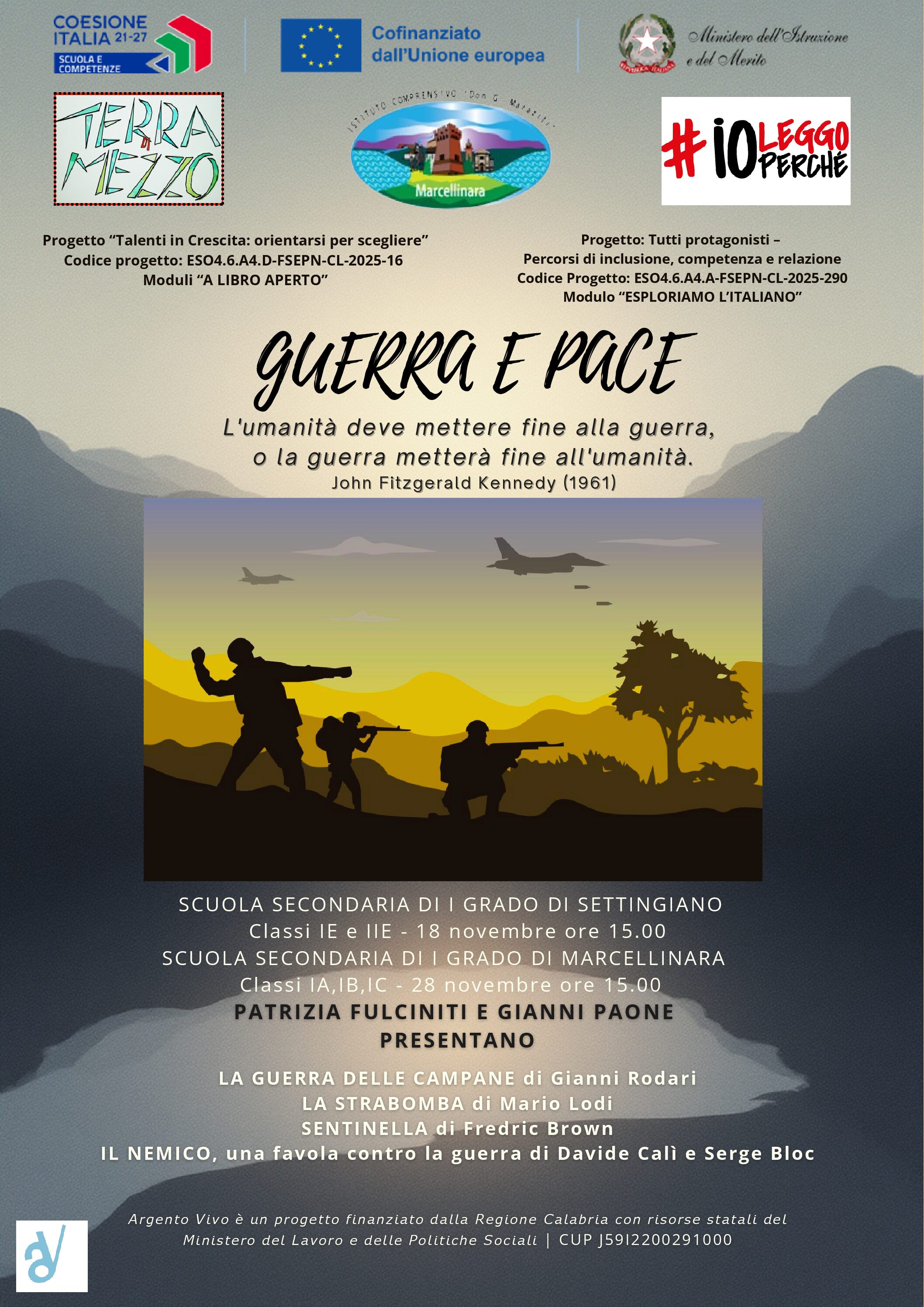 Locandina guerra e pace _ Secondaria Marcellinara Settingiano