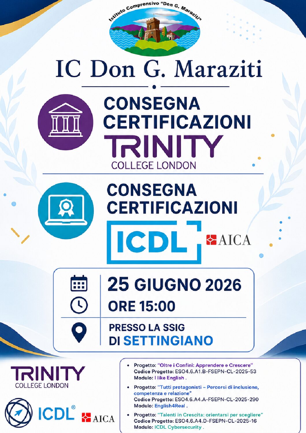 Consegna certificazioni Trinity-ICDL 2526
