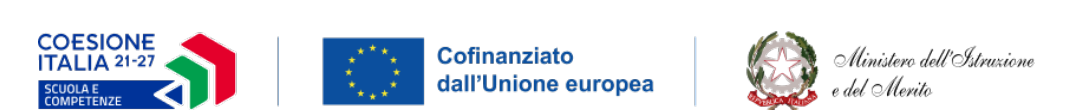 Loghi ufficiali del Programma Nazionale Scuola e competenze 2021-2027, Unione europea e Ministero dell’Istruzione e del Merito