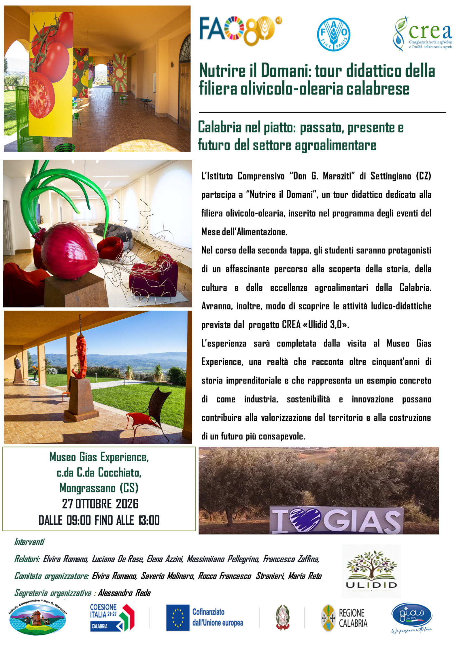 Locandina Calabria nel piatto al Museo GIAS Experience di Mongrassano, 27 ottobre 2026, ore 9-13